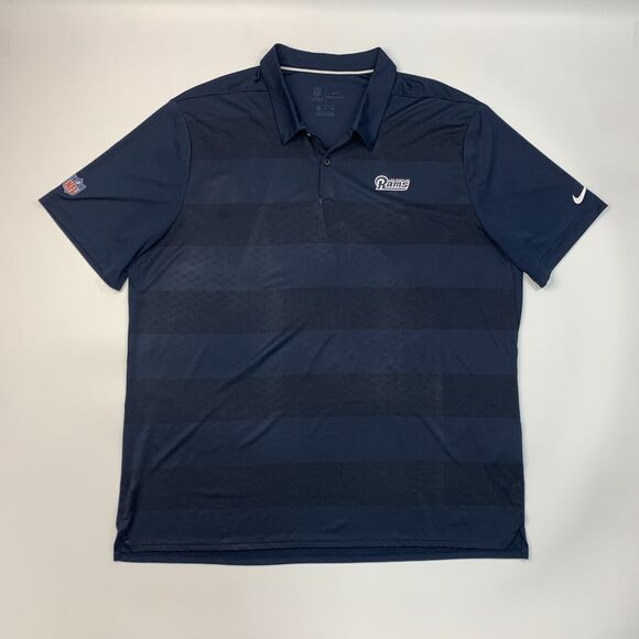 Nike LA Rams Polo Shirt Mens XXL 2XL Navy Blue Dri Fit NFL OnField Performance * - Picture 2 of 15